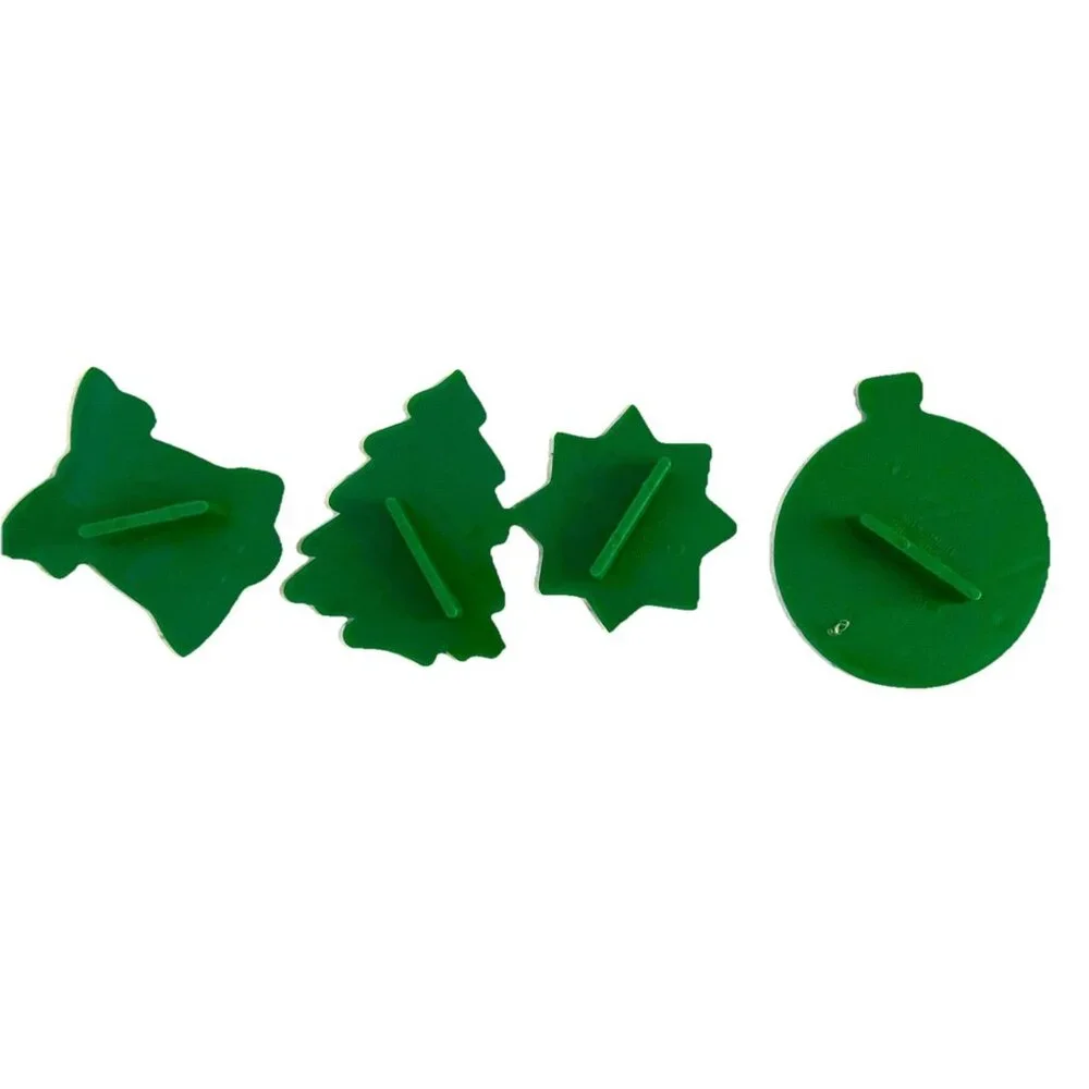 Vtg Trim A Tree Christmas Plastic Cookie Cutters Set Container 10pc Hong Kong